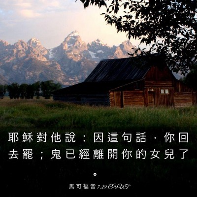 Picture 03 - 馬 可 福 音 7:29 CUVT - 耶 穌 對 他 說 ： 因 這 句 話 ， 你 - Bible Verse Picture