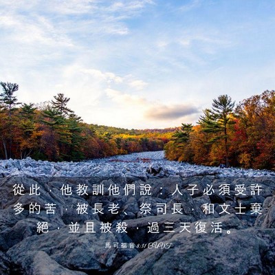 Picture 03 - 馬 可 福 音 8:31 CUVT - 從 此 ， 他 教 訓 他 們 說 ： 人 子 - Bible Verse Picture