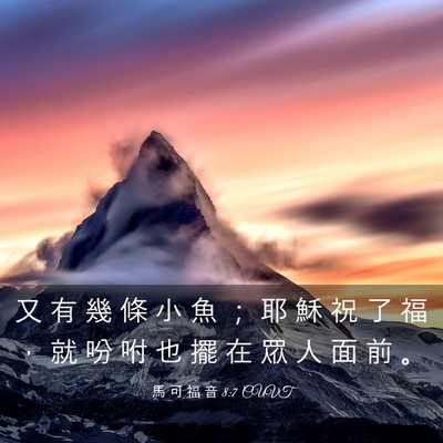 Picture 03 - 馬 可 福 音 8:7 CUVT - 又 有 幾 條 小 魚 ； 耶 穌 祝 了 福 - Bible Verse Picture