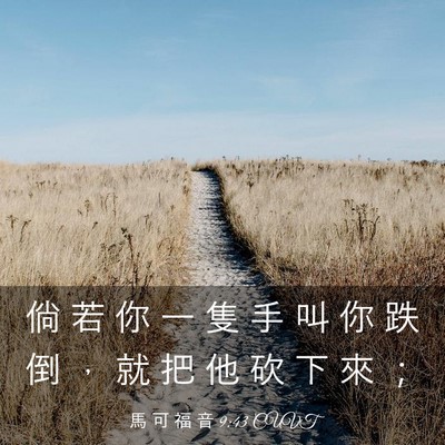 Picture 03 - 馬 可 福 音 9:43 CUVT - 倘 若 你 一 隻 手 叫 你 跌 倒 ， 就 - Bible Verse Picture