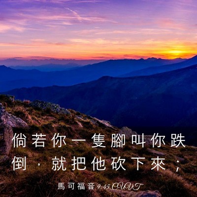 Picture 03 - 馬 可 福 音 9:45 CUVT - 倘 若 你 一 隻 腳 叫 你 跌 倒 ， 就 - Bible Verse Picture