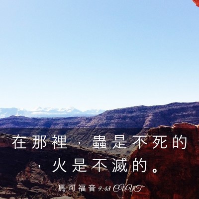 Picture 03 - 馬 可 福 音 9:48 CUVT - 在 那 裡 ， 蟲 是 不 死 的 ， 火 是 - Bible Verse Picture