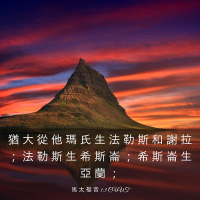 Picture 03 - 馬 太 福 音 1:3 CUVT - 猶 大 從 他 瑪 氏 生 法 勒 斯 和 謝 - Bible Verse Picture