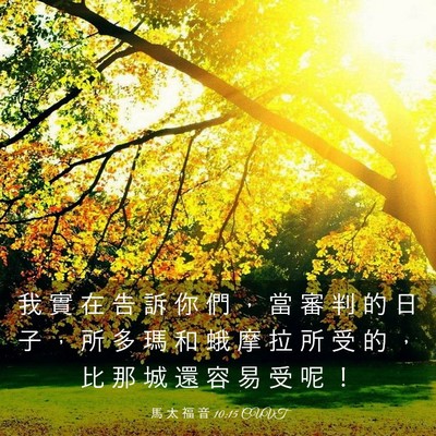 Picture 03 - 馬 太 福 音 10:15 CUVT - 我 實 在 告 訴 你 們 ， 當 審 判 的 - Bible Verse Picture
