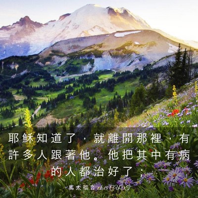 Picture 03 - 馬 太 福 音 12:15 CUVT - 耶 穌 知 道 了 ， 就 離 開 那 裡 ， - Bible Verse Picture