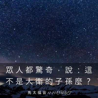 Picture 03 - 馬 太 福 音 12:23 CUVT - 眾 人 都 驚 奇 ， 說 ： 這 不 是 大 - Bible Verse Picture