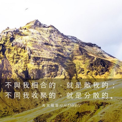 Picture 03 - 馬 太 福 音 12:30 CUVT - 不 與 我 相 合 的 ， 就 是 敵 我 的 - Bible Verse Picture