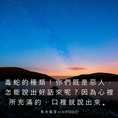 Picture 03 - 馬 太 福 音 12:34 CUVT - 毒 蛇 的 種 類 ！ 你 們 既 是 惡 人 - Bible Verse Picture