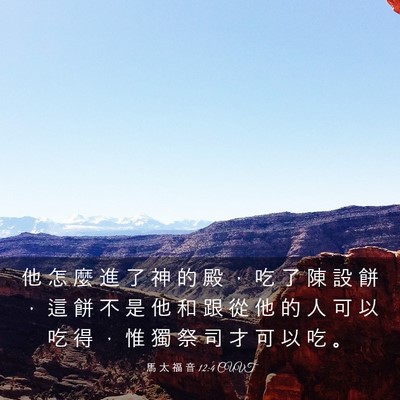 Picture 03 - 馬 太 福 音 12:4 CUVT - 他 怎 麼 進 了 神 的 殿 ， 吃 了 陳 - Bible Verse Picture