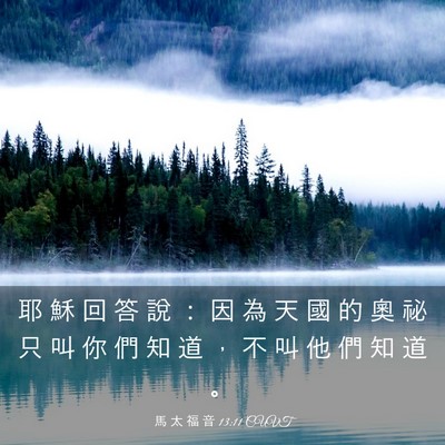 Picture 03 - 馬 太 福 音 13:11 CUVT - 耶 穌 回 答 說 ： 因 為 天 國 的 奧 - Bible Verse Picture