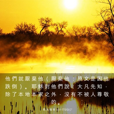 Picture 03 - 馬 太 福 音 13:57 CUVT - 他 們 就 厭 棄 他 （ 厭 棄 他 ： 原 - Bible Verse Picture