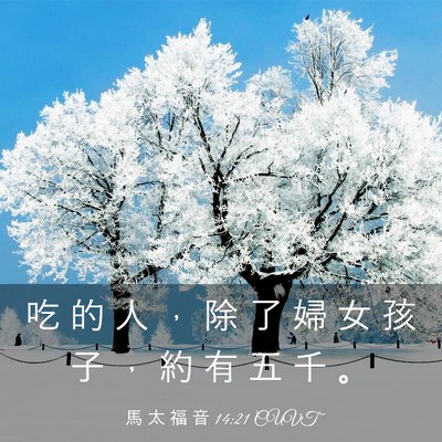 Picture 03 - 馬 太 福 音 14:21 CUVT - 吃 的 人 ， 除 了 婦 女 孩 子 ， 約 - Bible Verse Picture