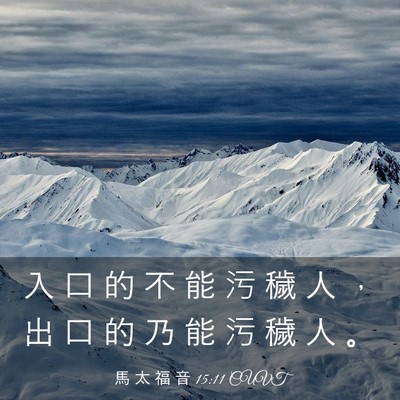 Picture 03 - 馬 太 福 音 15:11 CUVT - 入 口 的 不 能 污 穢 人 ， 出 口 的 - Bible Verse Picture