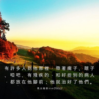 Picture 03 - 馬 太 福 音 15:30 CUVT - 有 許 多 人 到 他 那 裡 ， 帶 著 瘸 - Bible Verse Picture