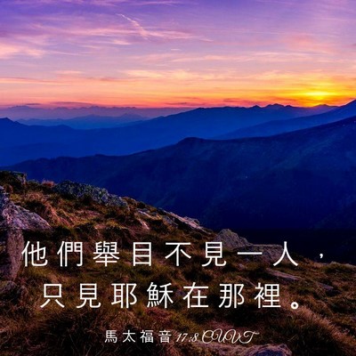 Picture 03 - 馬 太 福 音 17:8 CUVT - 他 們 舉 目 不 見 一 人 ， 只 見 耶 - Bible Verse Picture