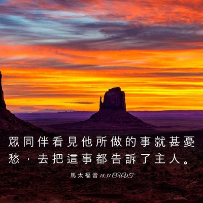 Picture 03 - 馬 太 福 音 18:31 CUVT - 眾 同 伴 看 見 他 所 做 的 事 就 甚 - Bible Verse Picture