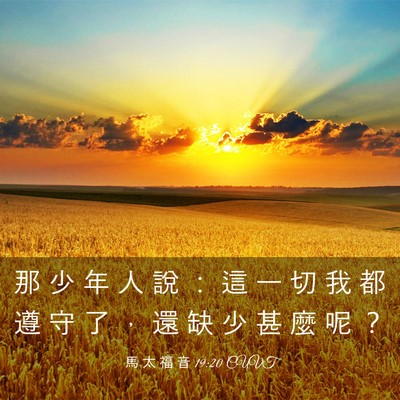 Picture 03 - 馬 太 福 音 19:20 CUVT - 那 少 年 人 說 ： 這 一 切 我 都 遵 - Bible Verse Picture