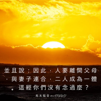 Picture 03 - 馬 太 福 音 19:5 CUVT - 並 且 說 ： 因 此 ， 人 要 離 開 父 - Bible Verse Picture