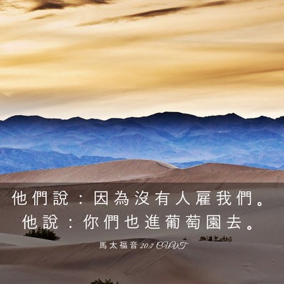 Picture 03 - 馬 太 福 音 20:7 CUVT - 他 們 說 ： 因 為 沒 有 人 雇 我 們 - Bible Verse Picture