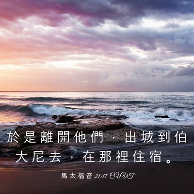 Picture 03 - 馬 太 福 音 21:17 CUVT - 於 是 離 開 他 們 ， 出 城 到 伯 大 - Bible Verse Picture