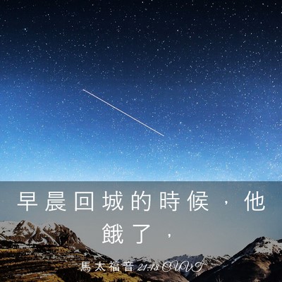 Picture 03 - 馬 太 福 音 21:18 CUVT - 早 晨 回 城 的 時 候 ， 他 餓 了 - Bible Verse Picture