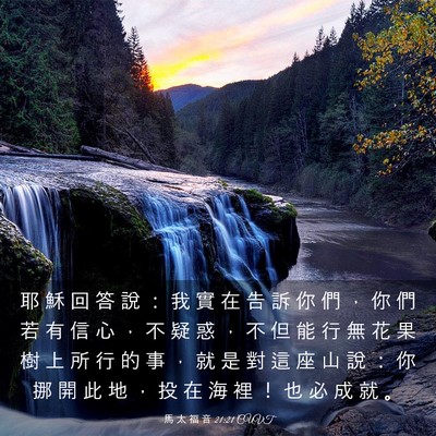 Picture 03 - 馬 太 福 音 21:21 CUVT - 耶 穌 回 答 說 ： 我 實 在 告 訴 你 - Bible Verse Picture