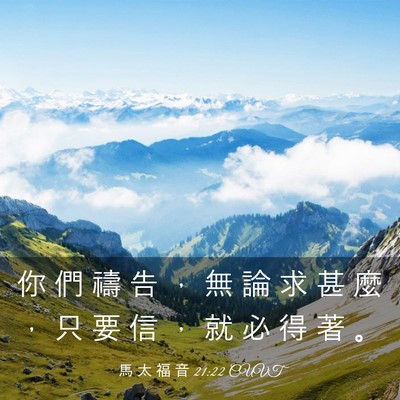 Picture 03 - 馬 太 福 音 21:22 CUVT - 你 們 禱 告 ， 無 論 求 甚 麼 ， 只 - Bible Verse Picture