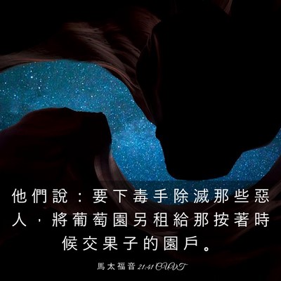 Picture 03 - 馬 太 福 音 21:41 CUVT - 他 們 說 ： 要 下 毒 手 除 滅 那 些 - Bible Verse Picture