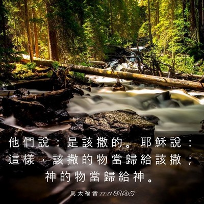 Picture 03 - 馬 太 福 音 22:21 CUVT - 他 們 說 ： 是 該 撒 的 。 耶 穌 說 - Bible Verse Picture