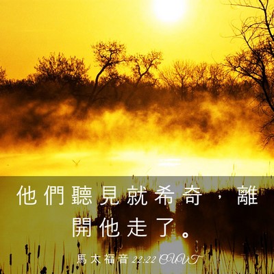 Picture 03 - 馬 太 福 音 22:22 CUVT - 他 們 聽 見 就 希 奇 ， 離 開 他 走 - Bible Verse Picture