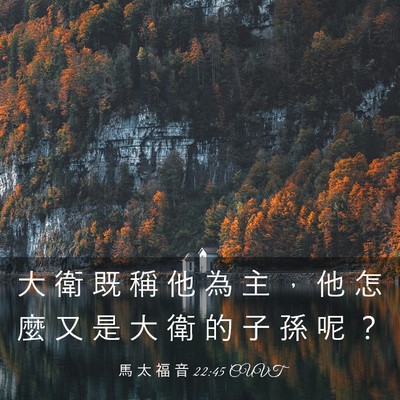 Picture 03 - 馬 太 福 音 22:45 CUVT - 大 衛 既 稱 他 為 主 ， 他 怎 麼 又 - Bible Verse Picture