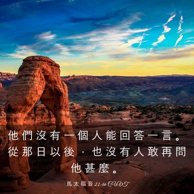 Picture 03 - 馬 太 福 音 22:46 CUVT - 他 們 沒 有 一 個 人 能 回 答 一 言 - Bible Verse Picture