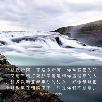 Picture 03 - 馬 太 福 音 23:37 CUVT - 耶 路 撒 冷 阿 ， 耶 路 撒 冷 阿 ， - Bible Verse Picture