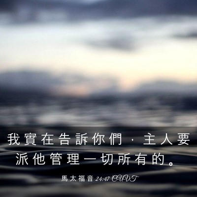 Picture 03 - 馬 太 福 音 24:47 CUVT - 我 實 在 告 訴 你 們 ， 主 人 要 派 - Bible Verse Picture