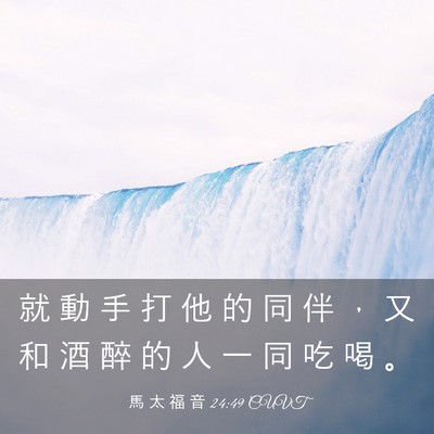 Picture 03 - 馬 太 福 音 24:49 CUVT - 就 動 手 打 他 的 同 伴 ， 又 和 酒 - Bible Verse Picture