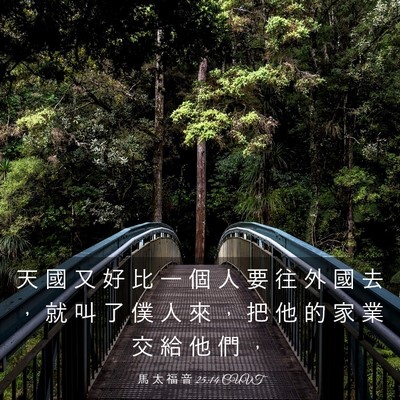 Picture 03 - 馬 太 福 音 25:14 CUVT - 天 國 又 好 比 一 個 人 要 往 外 國 - Bible Verse Picture