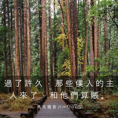 Picture 03 - 馬 太 福 音 25:19 CUVT - 過 了 許 久 ， 那 些 僕 人 的 主 人 - Bible Verse Picture