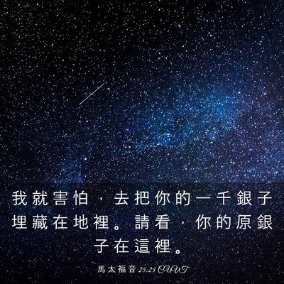 Picture 03 - 馬 太 福 音 25:25 CUVT - 我 就 害 怕 ， 去 把 你 的 一 千 銀 - Bible Verse Picture