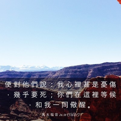 Picture 03 - 馬 太 福 音 26:38 CUVT - 便 對 他 們 說 ： 我 心 裡 甚 是 憂 - Bible Verse Picture