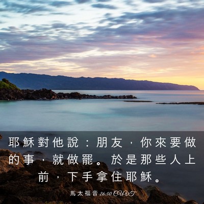 Picture 03 - 馬 太 福 音 26:50 CUVT - 耶 穌 對 他 說 ： 朋 友 ， 你 來 要 - Bible Verse Picture