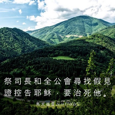 Picture 03 - 馬 太 福 音 26:59 CUVT - 祭 司 長 和 全 公 會 尋 找 假 見 證 - Bible Verse Picture