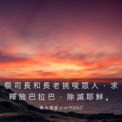 Picture 03 - 馬 太 福 音 27:20 CUVT - 祭 司 長 和 長 老 挑 唆 眾 人 ， 求 - Bible Verse Picture