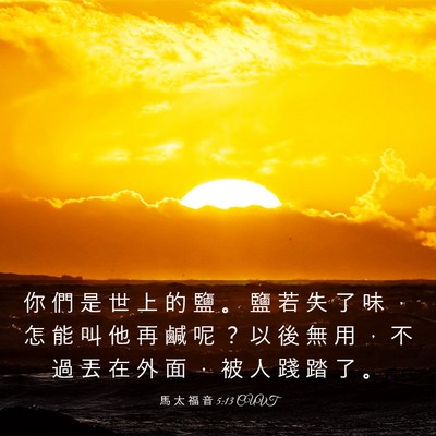 Picture 03 - 馬 太 福 音 5:13 CUVT - 你 們 是 世 上 的 鹽 。 鹽 若 失 了 - Bible Verse Picture