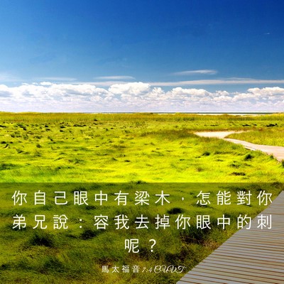 Picture 03 - 馬 太 福 音 7:4 CUVT - 你 自 己 眼 中 有 梁 木 ， 怎 能 對 - Bible Verse Picture