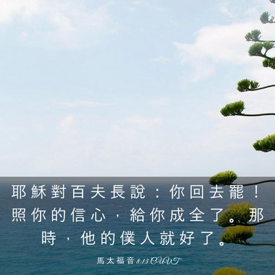 Picture 03 - 馬 太 福 音 8:13 CUVT - 耶 穌 對 百 夫 長 說 ： 你 回 去 罷 - Bible Verse Picture