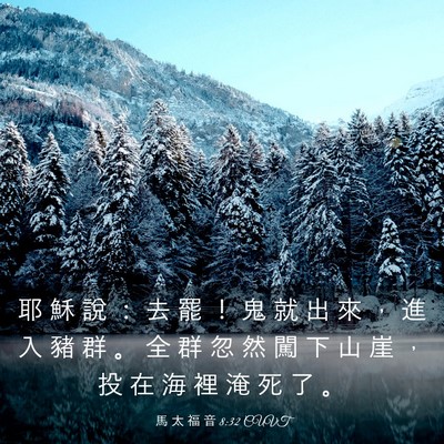 Picture 03 - 馬 太 福 音 8:32 CUVT - 耶 穌 說 ： 去 罷 ！ 鬼 就 出 來 ， - Bible Verse Picture