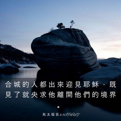 Picture 03 - 馬 太 福 音 8:34 CUVT - 合 城 的 人 都 出 來 迎 見 耶 穌 ， - Bible Verse Picture