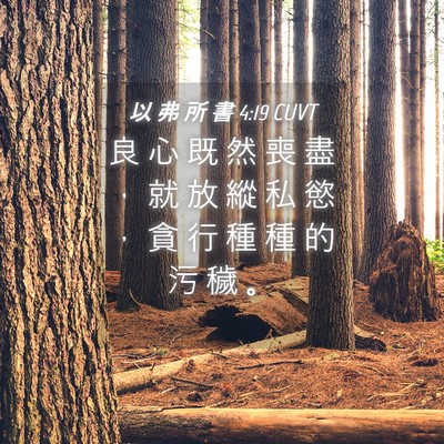 Picture 04 - 以 弗 所 書 4:19 CUVT - 良 心 既 然 喪 盡 ， 就 放 縱 私 慾 - Bible Verse Picture