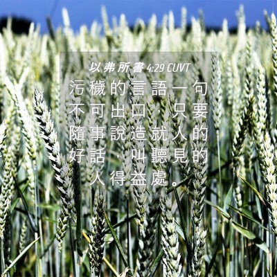 Picture 04 - 以 弗 所 書 4:29 CUVT - 污 穢 的 言 語 一 句 不 可 出 口 ， - Bible Verse Picture