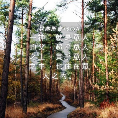 Picture 04 - 以 弗 所 書 4:6 CUVT - 一 神 ， 就 是 眾 人 的 父 ， 超 乎 - Bible Verse Picture
